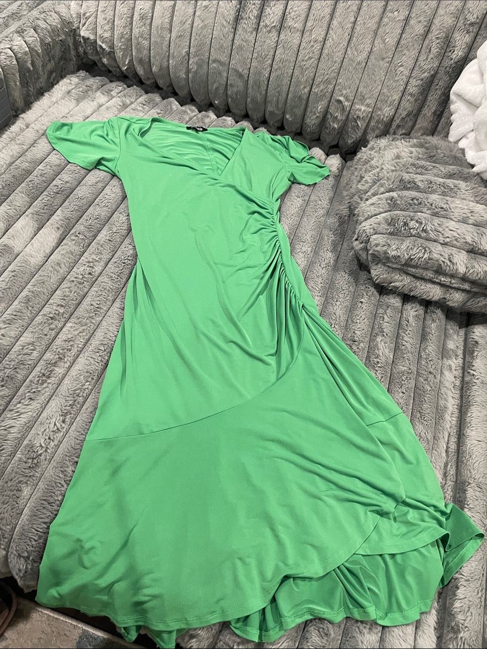 Bright Green Ruched Side Maxi Dress